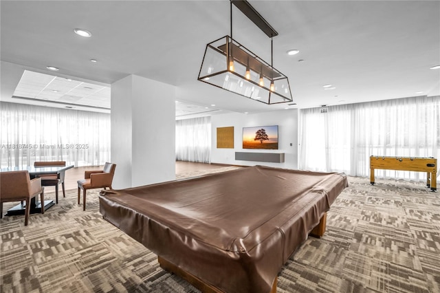 400 Alton Rd Unit 407, Miami Beach, FL 33139 - game room with billiards, carpet, and recessed lighting
