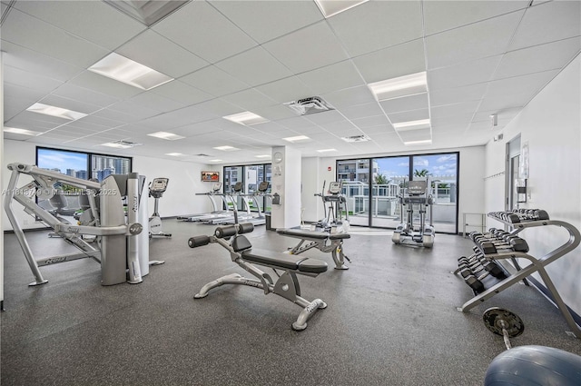 3015 N Ocean Blvd Unit 17A, Fort Lauderdale, FL 33308 - workout area featuring a paneled ceiling