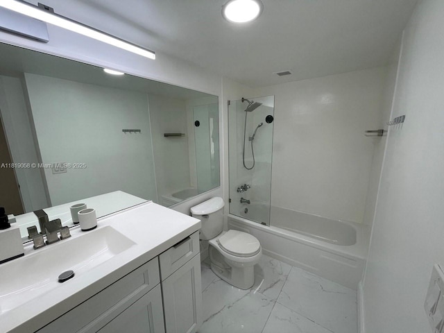 2801 NE 183rd St Unit 1611W, Aventura, FL 33160 - bathroom featuring marble look tile flooring, vanity,  shower combination, and toilet