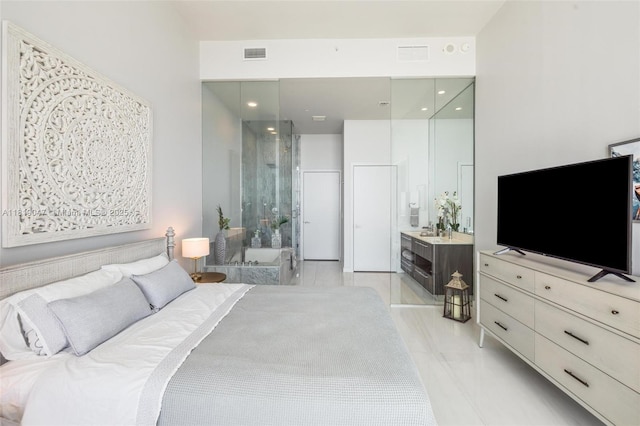 480 NE 31st St Unit Ph5303, Miami, FL 33137 - bedroom with light tile patterned floors and recessed lighting