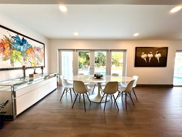 7650 SW 78th Ct, Miami, FL 33143 - dining area with french doors, recessed lighting, and dark wood-type flooring