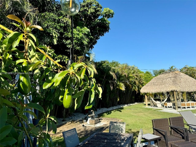 7650 SW 78th Ct, Miami, FL 33143 - view of green lawn with a gazebo and a patio area