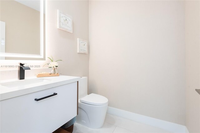 1828 Aspen Ln, Weston, FL 33327 - half bathroom featuring vanity and tile patterned floors