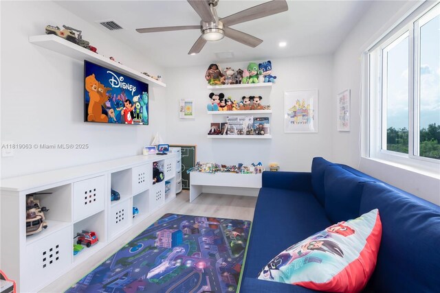 1828 Aspen Ln, Weston, FL 33327 - living area with a ceiling fan, recessed lighting, and wood finished floors