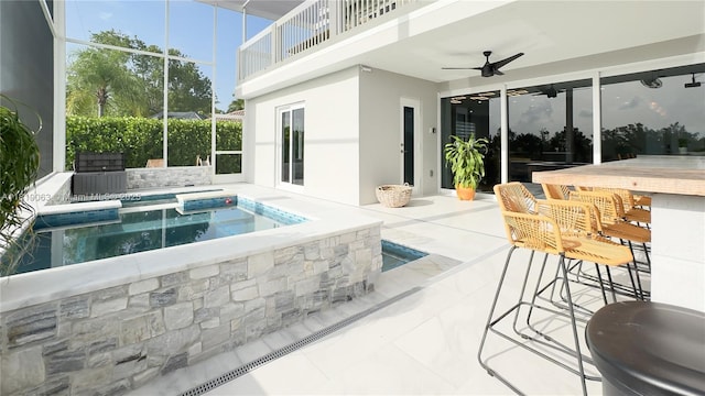 1828 Aspen Ln, Weston, FL 33327 - view of pool with ceiling fan, a hot tub, and a patio