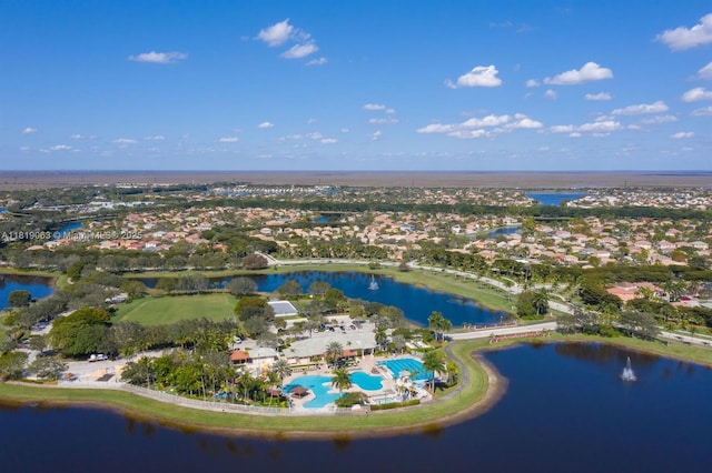 1828 Aspen Ln, Weston, FL 33327 - aerial overview of property's location featuring a large body of water and a pool area