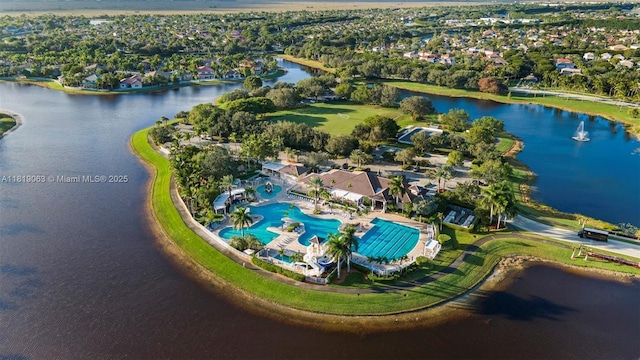 1828 Aspen Ln, Weston, FL 33327 - aerial view of a pool area and a large body of water