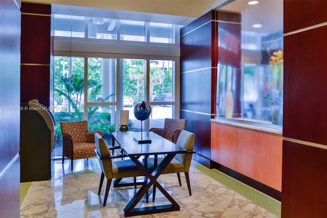 16699 Collins Ave Unit 2107, Sunny Isles Beach, FL 33160 - dining room with light marble finish flooring