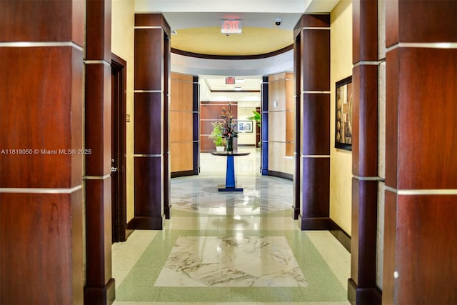 16699 Collins Ave Unit 2107, Sunny Isles Beach, FL 33160 - corridor featuring baseboards and marble tiled flooring