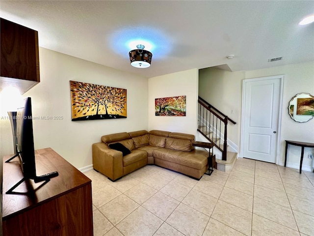 119 Riverwalk Cir E, Plantation, FL 33325 - living area featuring light tile patterned flooring and stairs