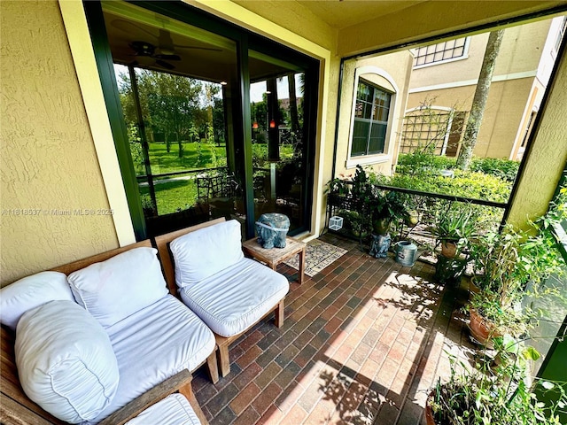 119 Riverwalk Cir E, Plantation, FL 33325 - sunroom / solarium featuring a ceiling fan