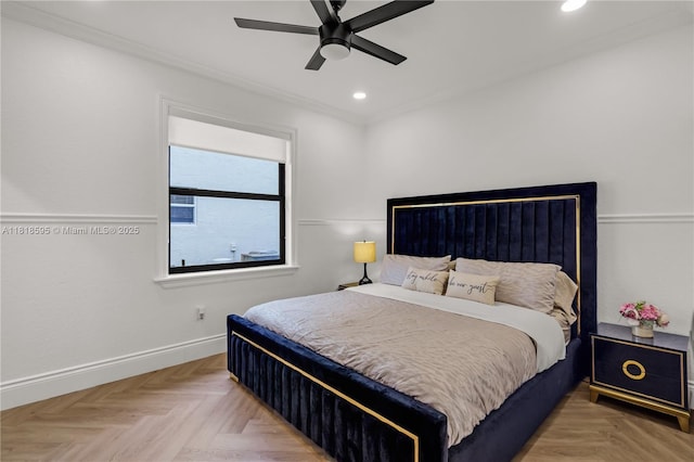 5478 SW 189th Ave, Miramar, FL 33029 - bedroom with recessed lighting, crown molding, and ceiling fan