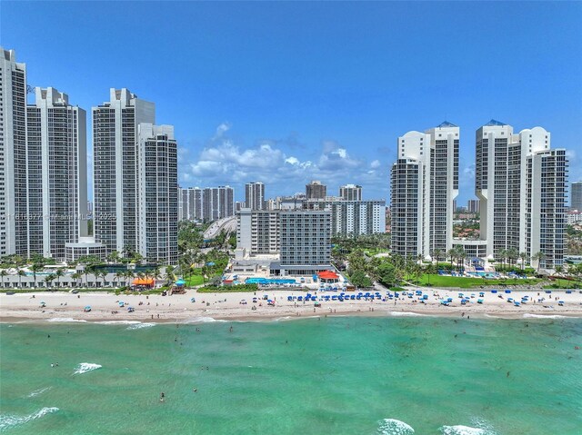 19201 Collins Ave Unit 326, Sunny Isles Beach, FL 33160 - water view featuring nearby beach and skyline