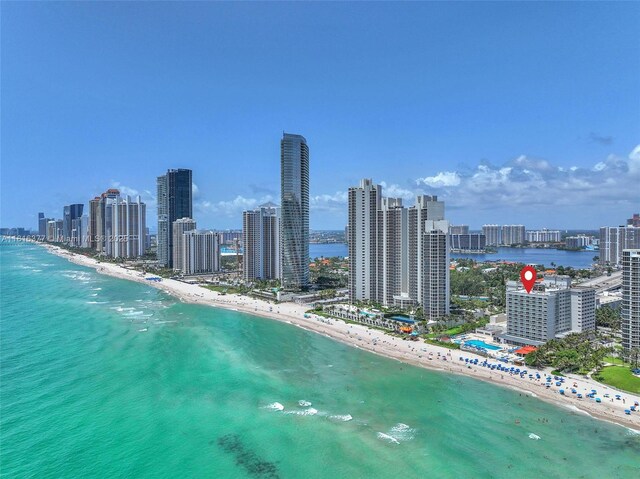19201 Collins Ave Unit 326, Sunny Isles Beach, FL 33160 - drone / aerial view of expansive beach and skyline