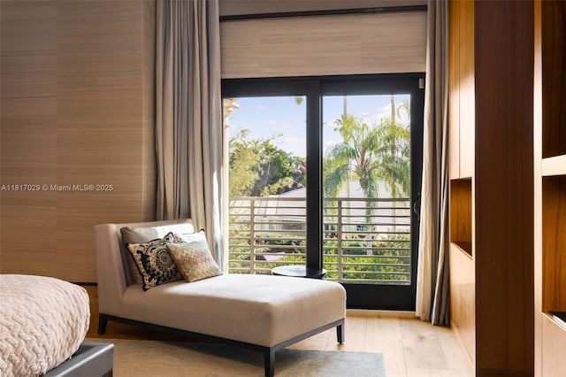 bedroom featuring light wood-style flooring