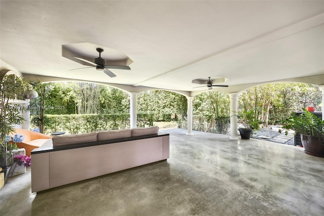 view of patio with a ceiling fan