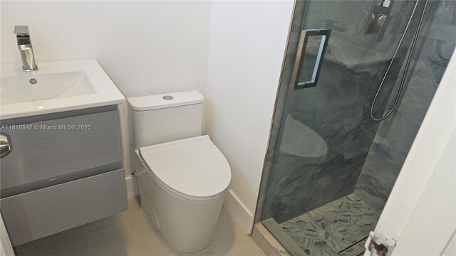 130 W 60th St, Hialeah, FL 33012 - full bathroom featuring toilet, a stall shower, and vanity