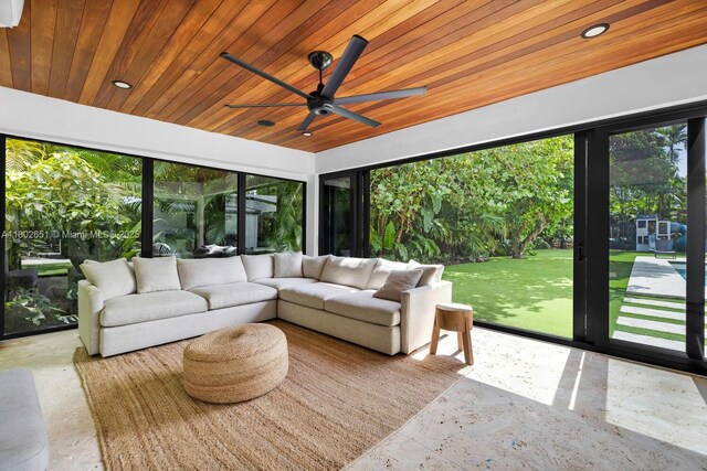 7921 SW 100th St, Miami, FL 33156 - sunroom featuring wooden ceiling and recessed lighting