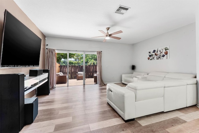 1114 NW 100th Ave, Pembroke Pines, FL 33024 - living room featuring a ceiling fan and light wood-type flooring