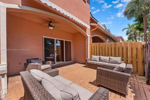 1114 NW 100th Ave, Pembroke Pines, FL 33024 - view of patio / terrace featuring an outdoor hangout area and ceiling fan