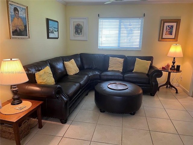 1500 NW 90th Way, Plantation, FL 33322 - living room featuring crown molding and light tile patterned flooring