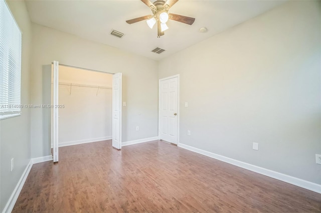 3223 SE 2nd Dr, Homestead, FL 33033 - unfurnished bedroom featuring wood finished floors, a closet, and ceiling fan