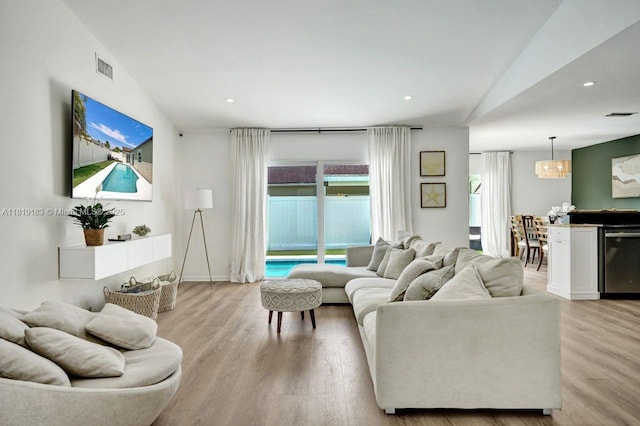 18998 Cloud Lake Cir, Boca Raton, FL 33496 - living room featuring light wood-style flooring and recessed lighting