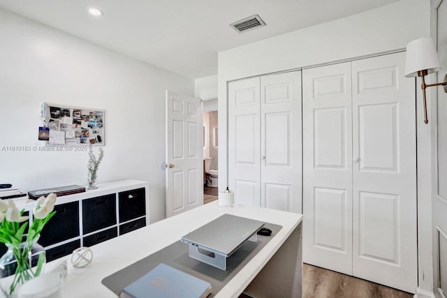 18998 Cloud Lake Cir, Boca Raton, FL 33496 - office area with wood finished floors and recessed lighting