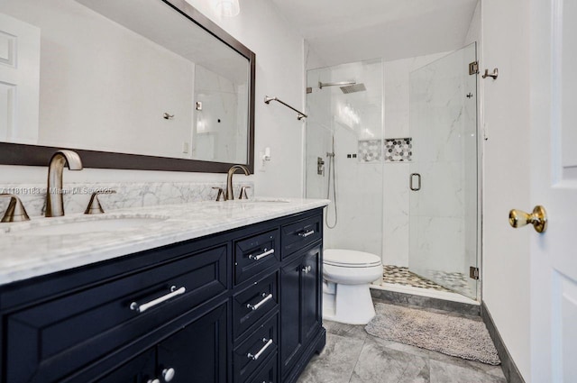18998 Cloud Lake Cir, Boca Raton, FL 33496 - full bathroom featuring a marble finish shower, double vanity, and marble finish floors
