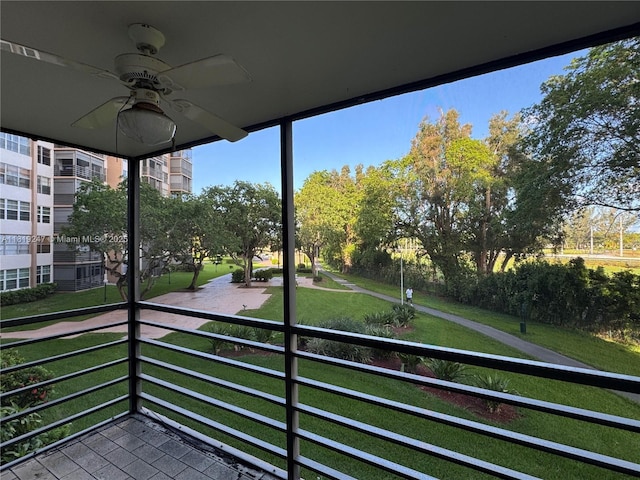 1100 Saint Charles Pl Unit 203, Pembroke Pines, FL 33026 - unfurnished sunroom with ceiling fan