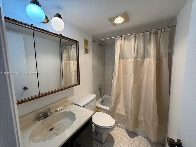 1100 Saint Charles Pl Unit 203, Pembroke Pines, FL 33026 - full bathroom with shower / bath combo, toilet, vanity, and tile patterned flooring