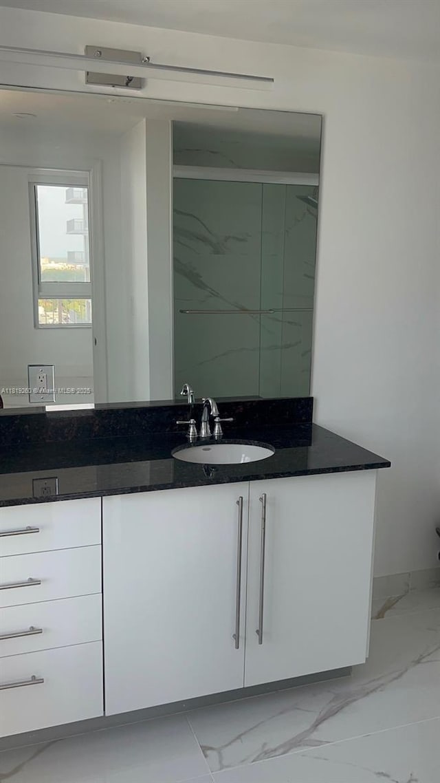 7350 SW 89th St Unit 2011S, Miami, FL 33156 - full bath with marble finish floors, vanity, and a marble finish shower