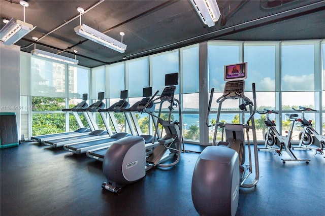 2101 Brickell Ave Unit 2409, Miami, FL 33129 - gym featuring healthy amount of natural light and expansive windows