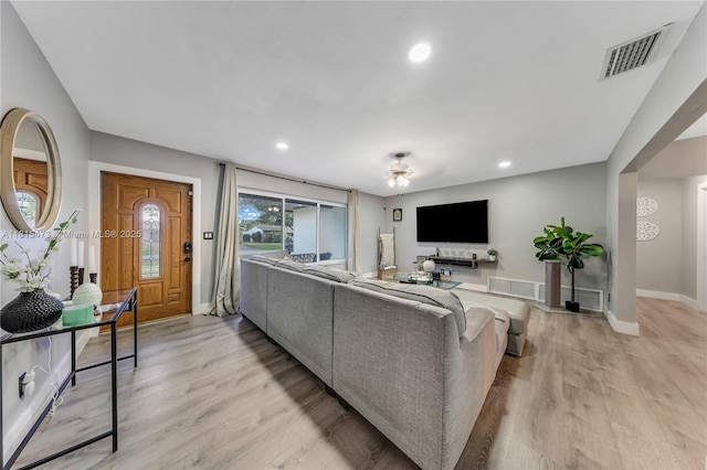 8331 NW 18th St, Pembroke Pines, FL 33024 - living room with light wood-style floors and recessed lighting