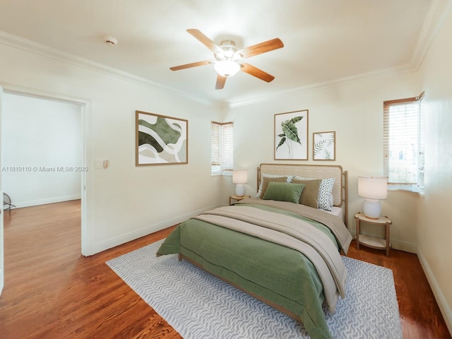1036 Palermo Ave, Coral Gables, FL 33134 - bedroom with crown molding, wood finished floors, and ceiling fan