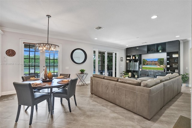 2509 Hunters Run Way, Weston, FL 33327 - living area featuring ornamental molding, recessed lighting, and a chandelier