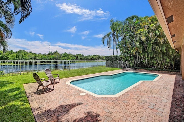 2509 Hunters Run Way, Weston, FL 33327 - view of pool featuring a water view, a patio area, and a fenced backyard