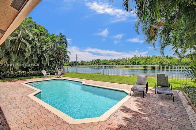 2509 Hunters Run Way, Weston, FL 33327 - view of pool with a patio, a water view, and a fenced backyard
