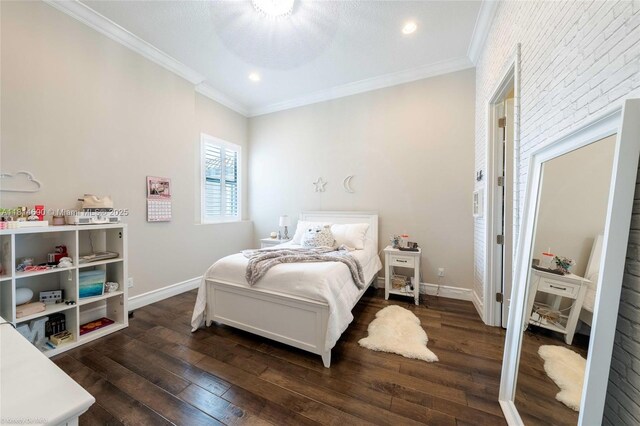 9368 Eden Roc Ct, Delray Beach, FL 33446 - bedroom with crown molding, dark wood finished floors, recessed lighting, and baseboards
