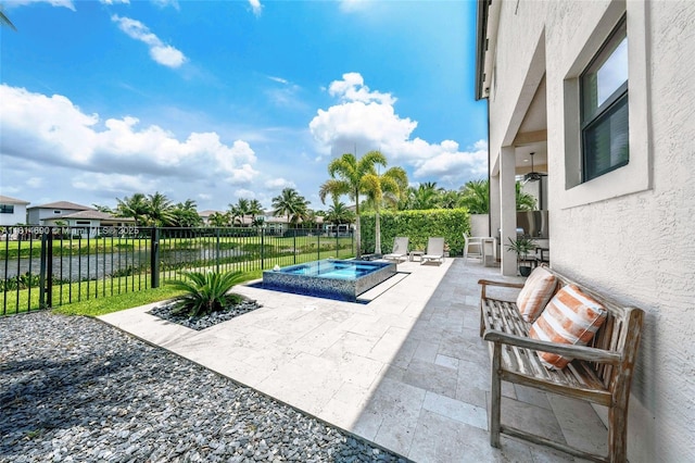 9368 Eden Roc Ct, Delray Beach, FL 33446 - view of patio featuring an in-ground hot tub and a residential view