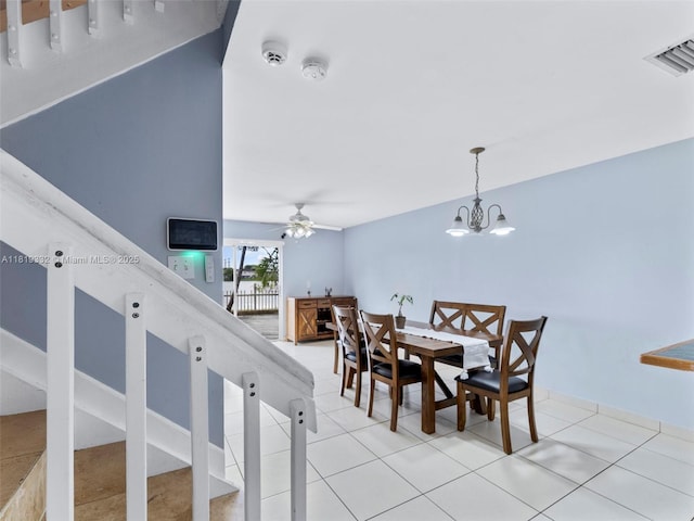 17337 SW 140th Ct, Miami, FL 33177 - dining room with a ceiling fan, a chandelier, and light tile patterned floors