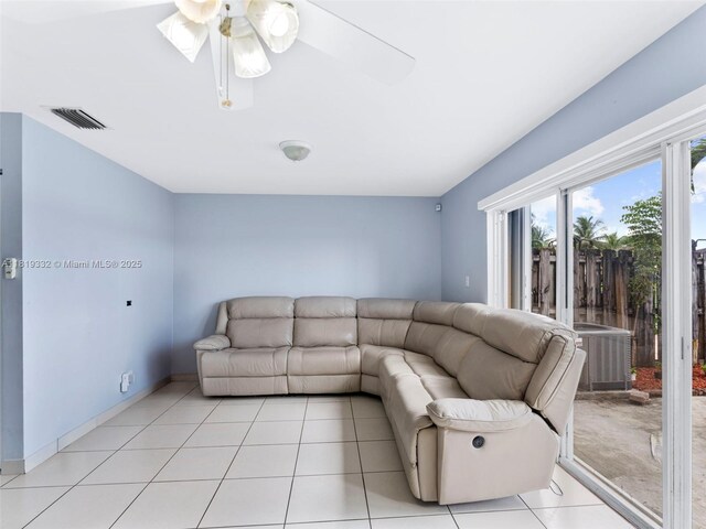 17337 SW 140th Ct, Miami, FL 33177 - living room featuring a ceiling fan and light tile patterned floors