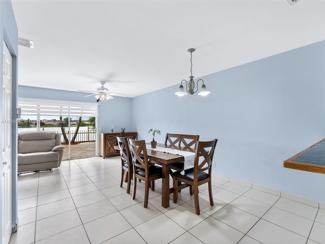17337 SW 140th Ct, Miami, FL 33177 - dining space with a ceiling fan, a chandelier, and light tile patterned floors