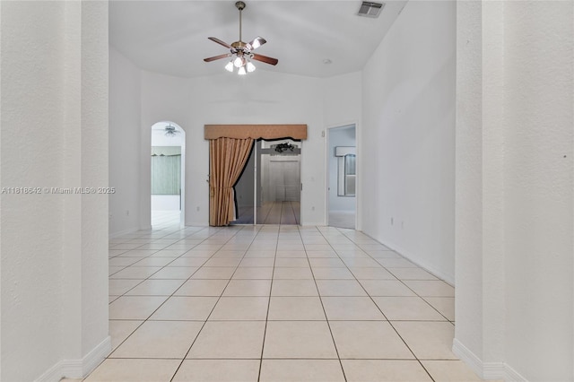 13148 SW 23rd St, Miramar, FL 33027 - unfurnished room featuring ceiling fan, light tile patterned flooring, and high vaulted ceiling