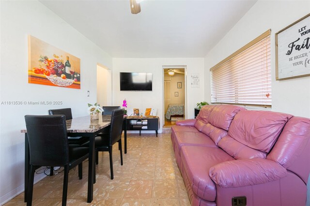 7280 SW 9th St, Miami, FL 33144 - living area featuring a ceiling fan