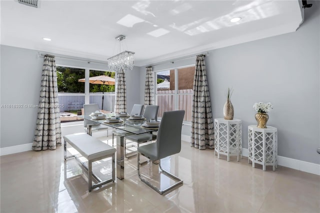 2635 SW 183rd Ave, Miramar, FL 33029 - tiled dining space with a chandelier and recessed lighting