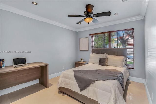 2635 SW 183rd Ave, Miramar, FL 33029 - bedroom with recessed lighting, crown molding, and a ceiling fan