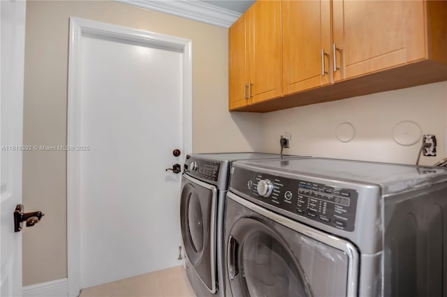 2635 SW 183rd Ave, Miramar, FL 33029 - washroom with cabinet space, washer and dryer, and ornamental molding