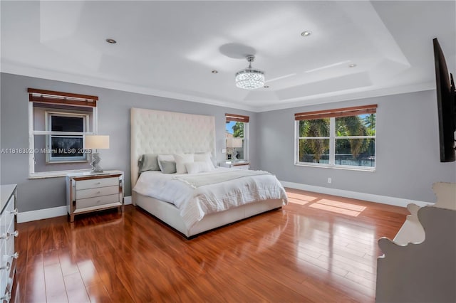 2635 SW 183rd Ave, Miramar, FL 33029 - bedroom with a raised ceiling, wood finished floors, recessed lighting, and crown molding