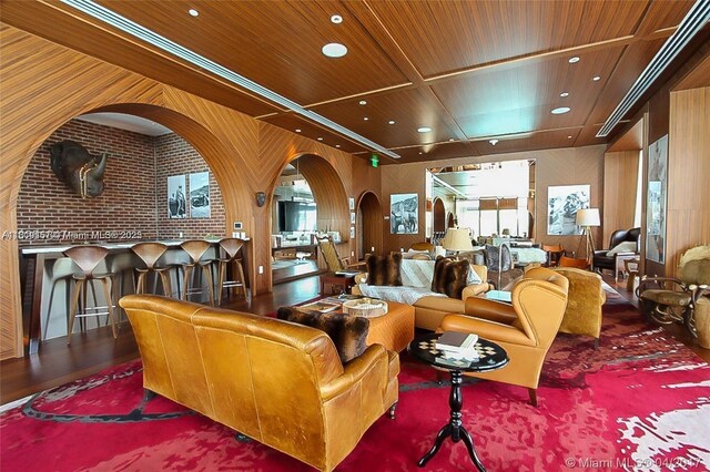 1300 S Miami Ave Unit 2305, Miami, FL 33130 - lobby featuring wooden ceiling, recessed lighting, and wood walls